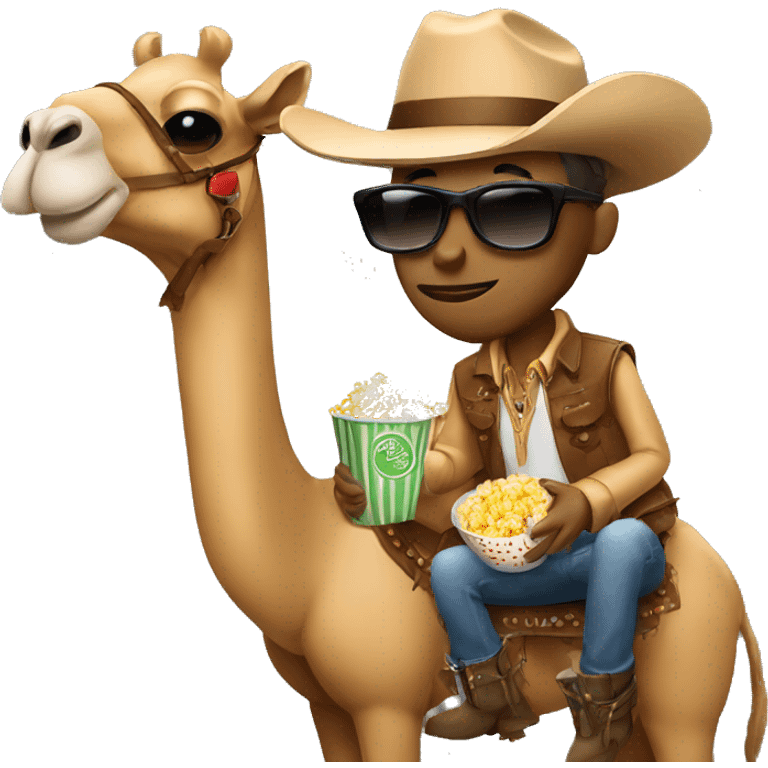  cowboy with sunglasses in a camel eating popcorn  emoji