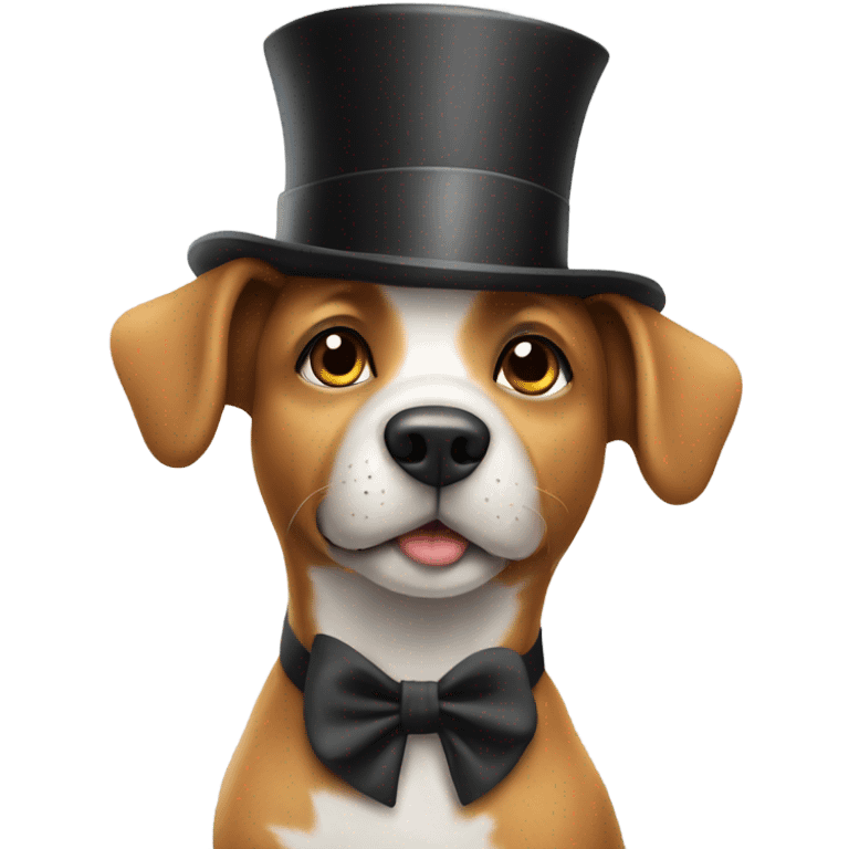 Dog in top hat saying happy birthday  emoji