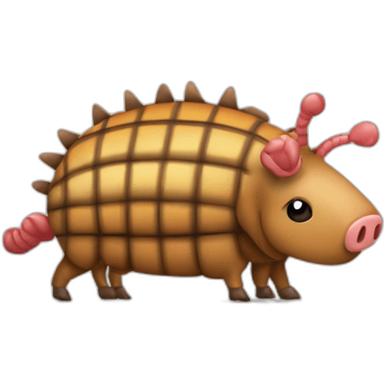 Chequered pattern pig armadillo cow centipede insect emoji