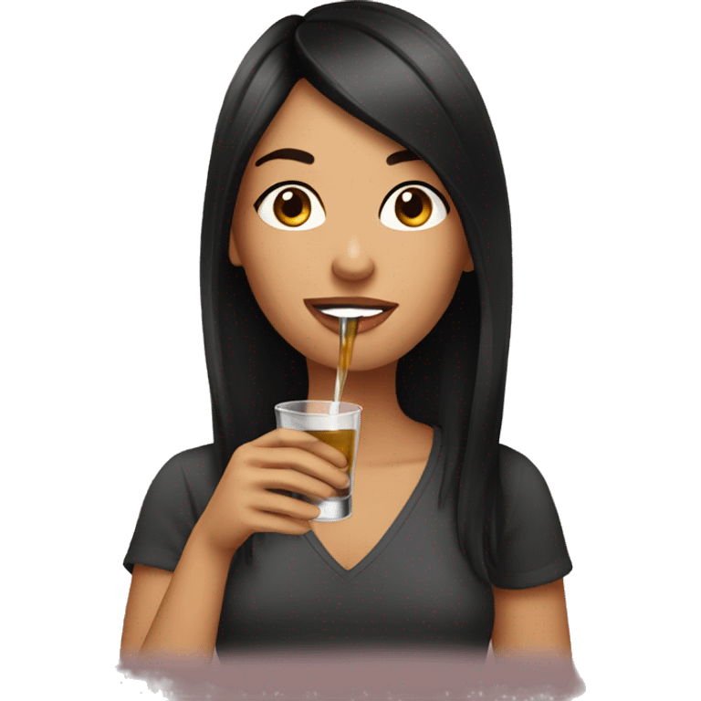 brunette drinking a shot emoji