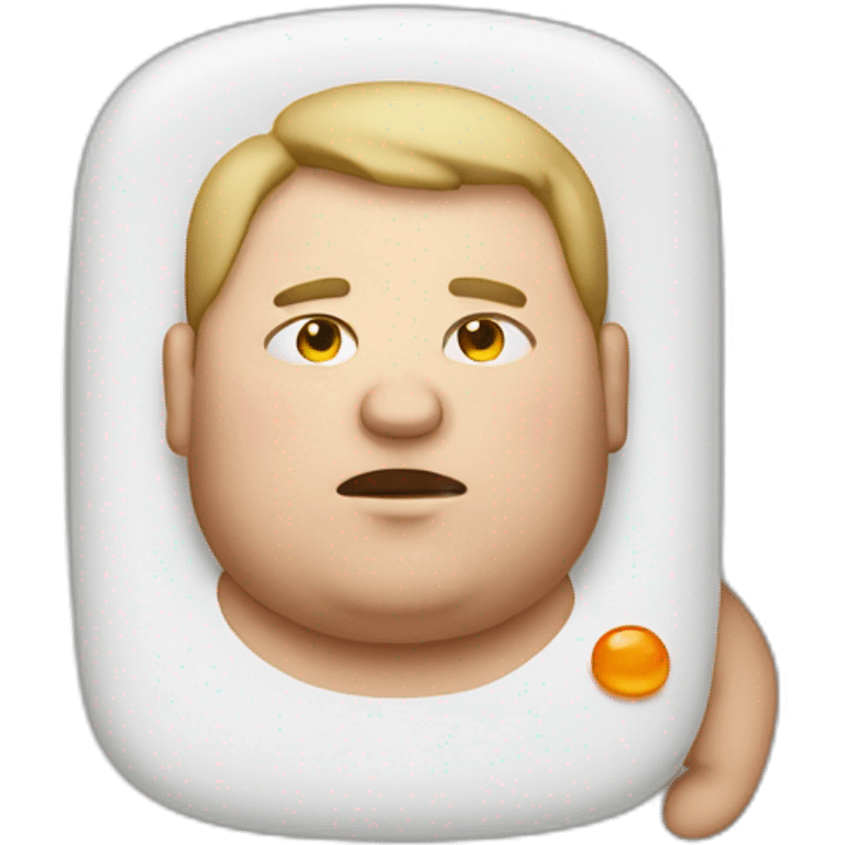 Fat white man passing kidney stone emoji