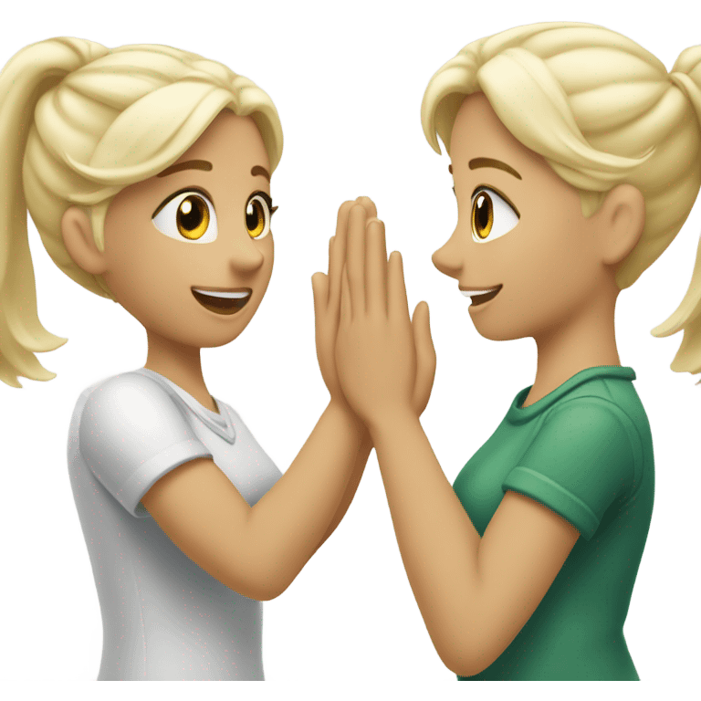 Two white blonde girls hi five  emoji