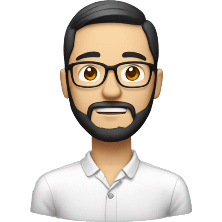 man with eyeglass with beard and a bit with chee. around 30s, asian emoji