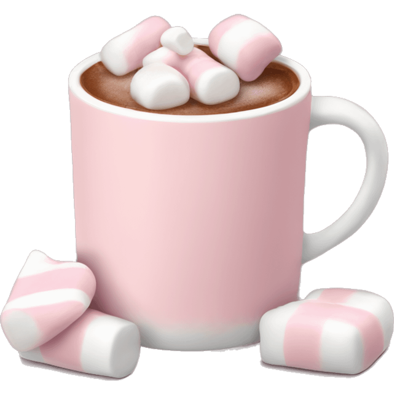 Light Pink mug of hot chocolate with marshmallows  emoji