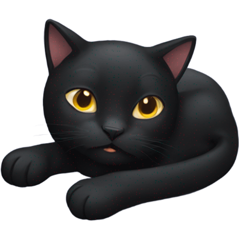 Black cat laying on his back emoji