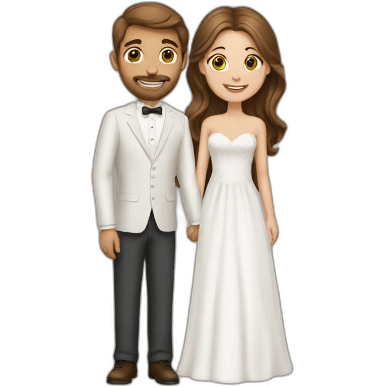 white couple people wedding brown hair emoji