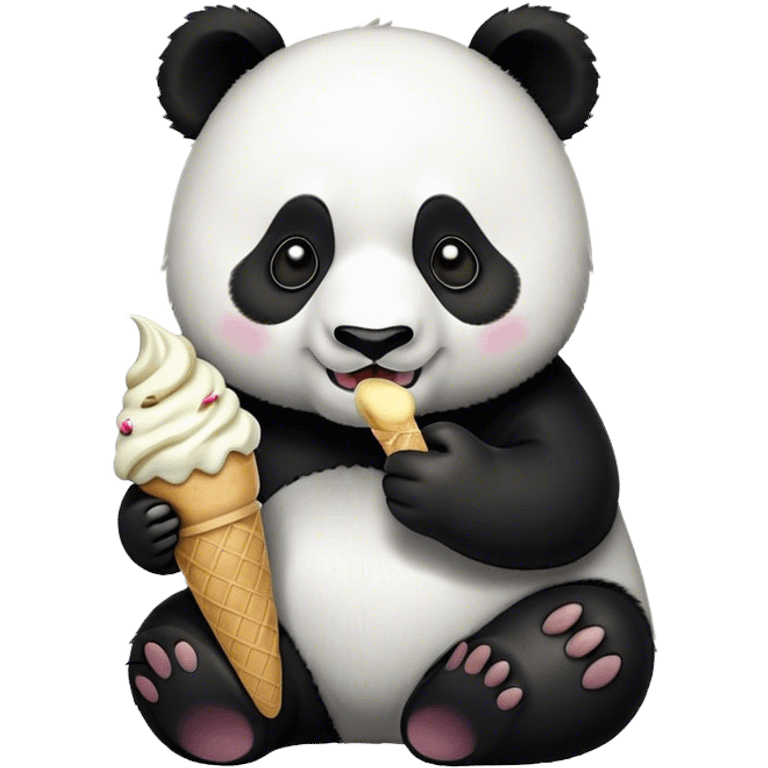 Panda eating ice cream emoji