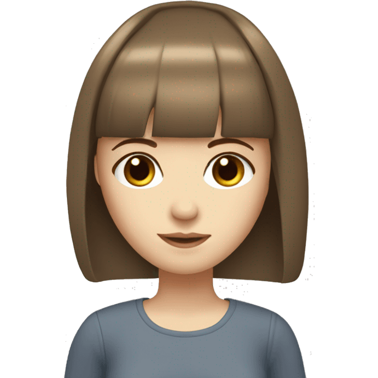 Girl with pale skin brown straight hair and bangs and brown eyes emoji