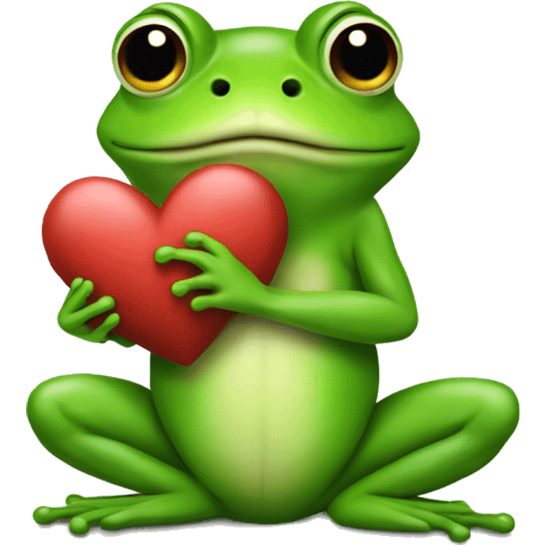 Frog holding a heart emoji