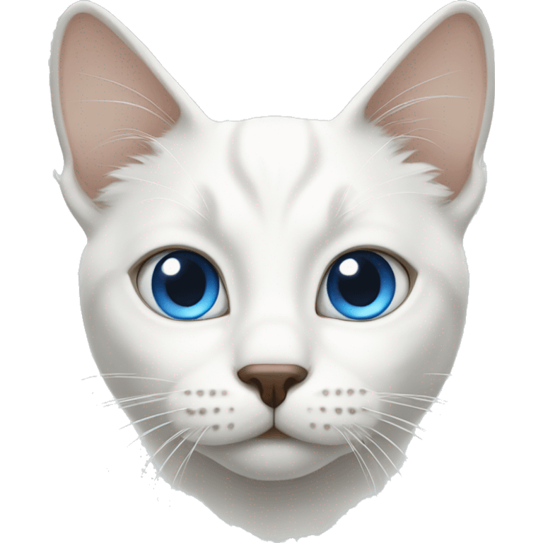 White cat with eyes one blue one brown  emoji