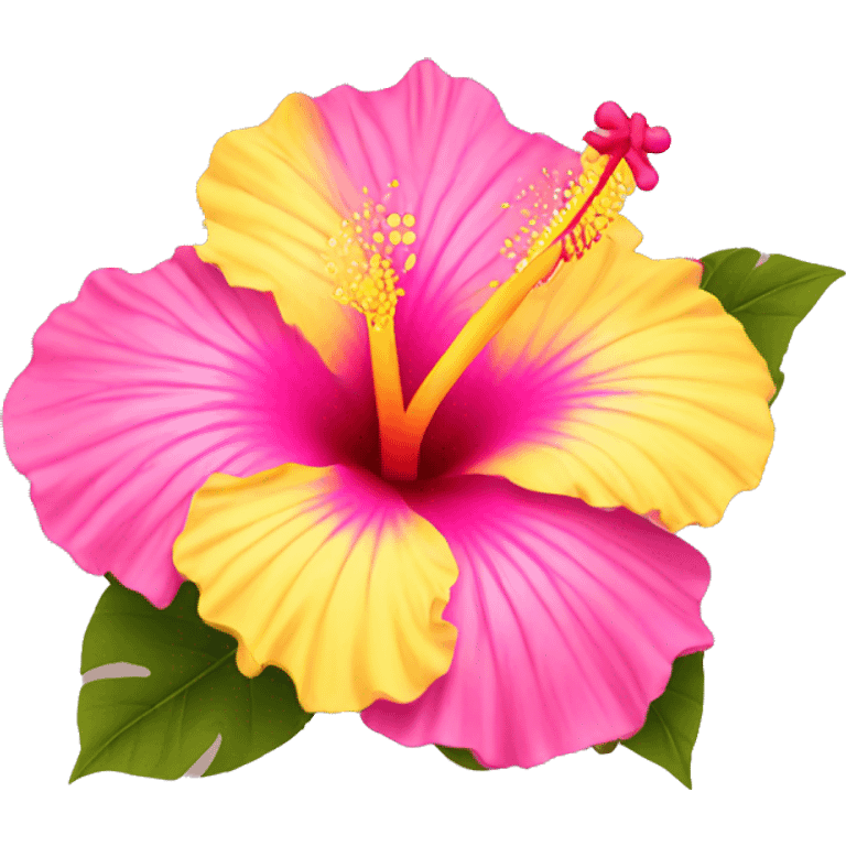 yellow and pink hibiscus flower emoji