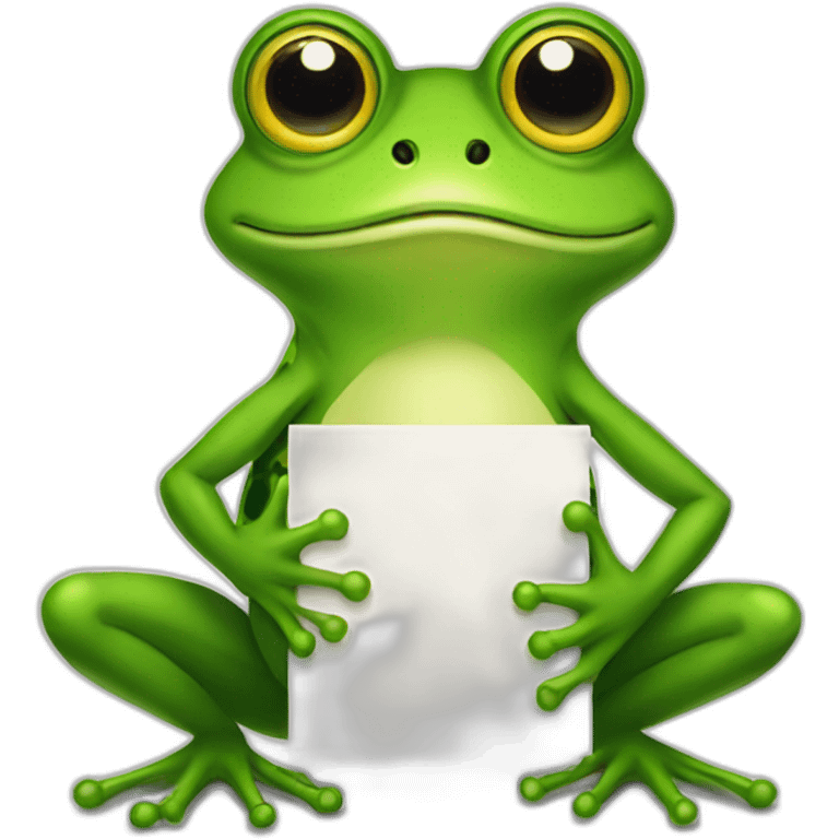 frog holding sign that says neat emoji