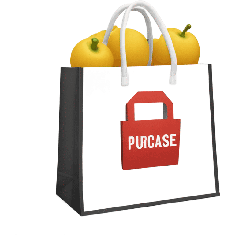 shoppingbag written ”Purchase” on it emoji