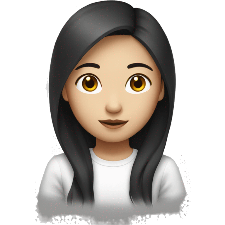 Asian girl in whit teshirt whith dark long hair emoji