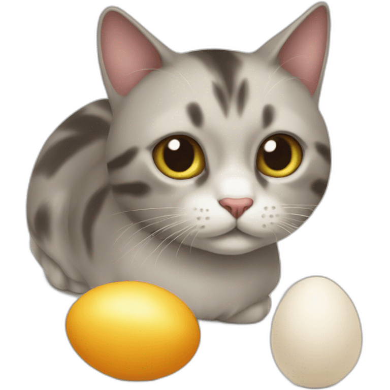 cat playing with eggs emoji