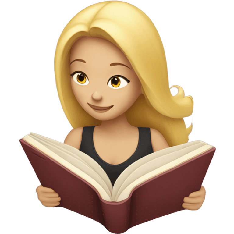 Blonde girl reading emoji