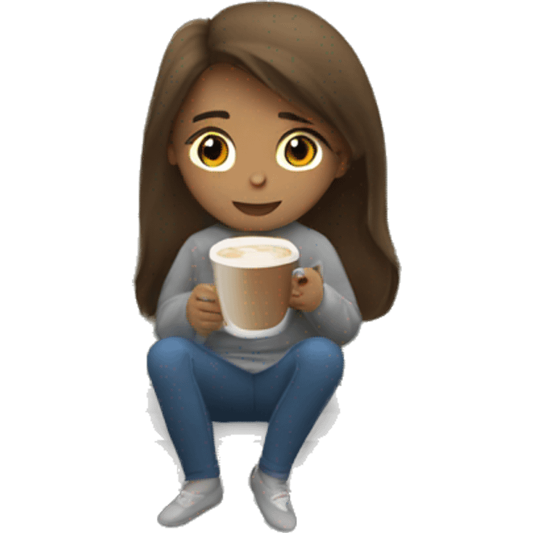 girl sitting in the window drinking coffe  emoji