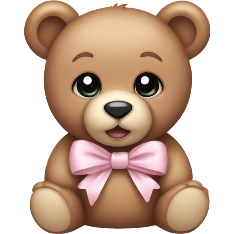 Baby teddy bear with pale pink bow emoji