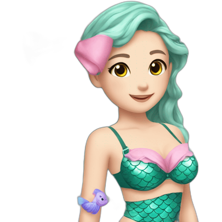 young mermaid sweet cute adorable training bra bow-on-bra emoji