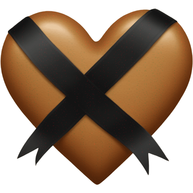 brown heart with little black ribbon on top right emoji