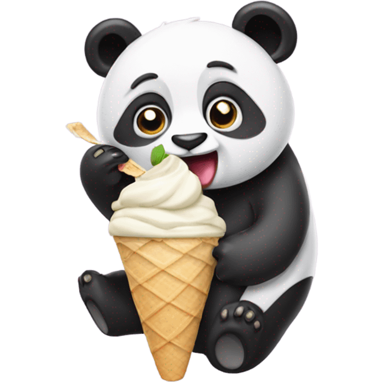 Panda eating ice cream emoji