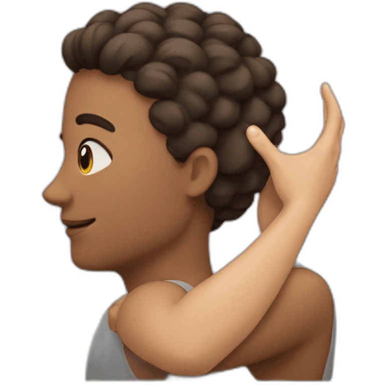 Man patting woman’s head emoji