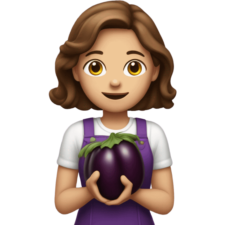 brown hair white girl holding eggplant emoji