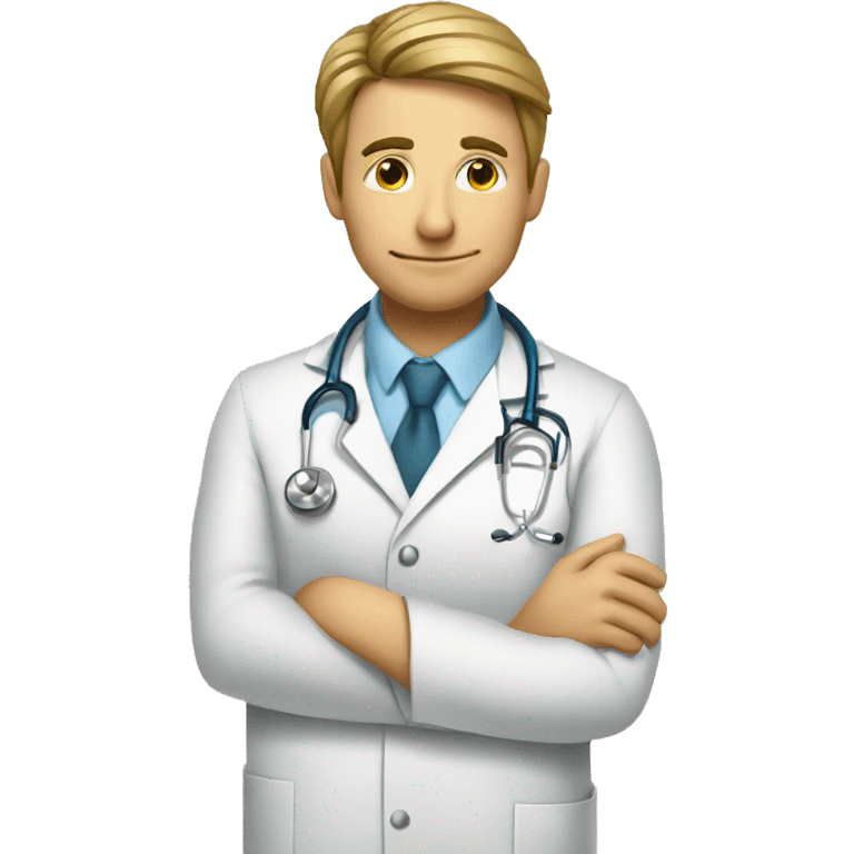 a doctor wearing stethoscope reading a report emoji