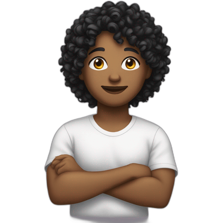 black curly hair with white tshirt emoji