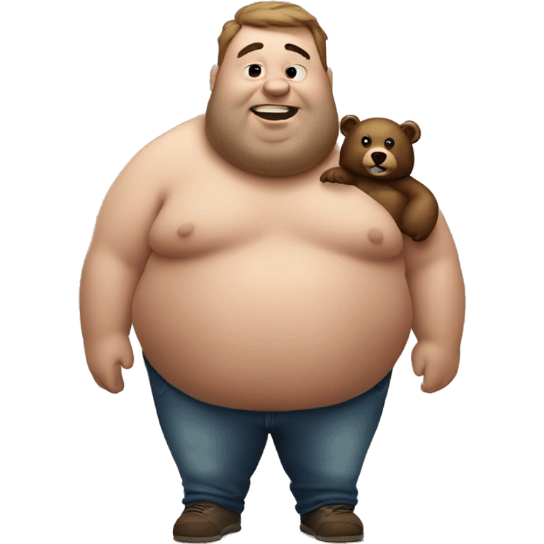 Fat man with bear emoji