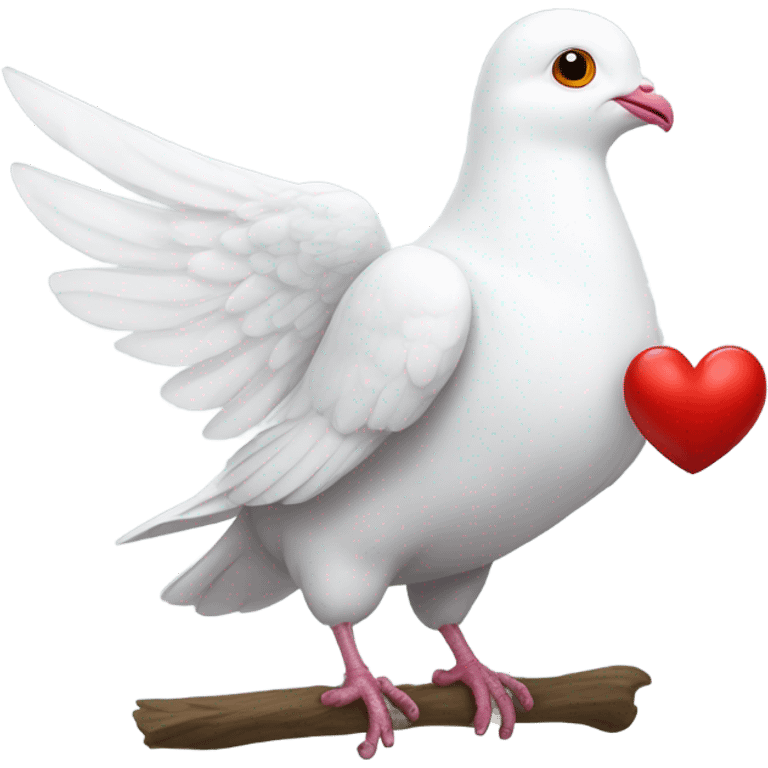 White pigeon with heart emoji