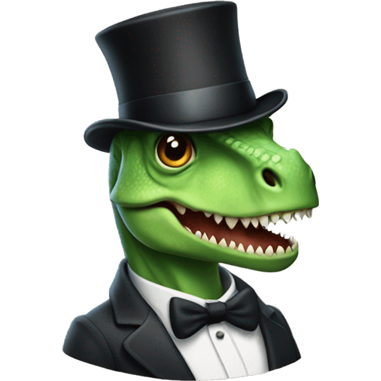 Dinosaur with top hat  emoji