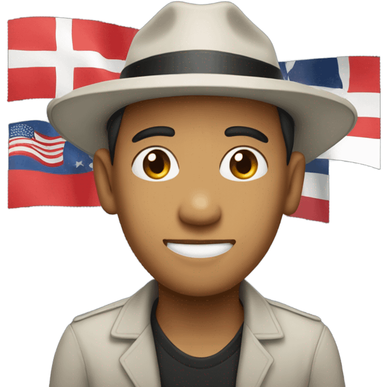 Person with a hat crossing the border between two countries  emoji