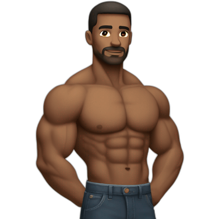 man with abs and biceps white emoji