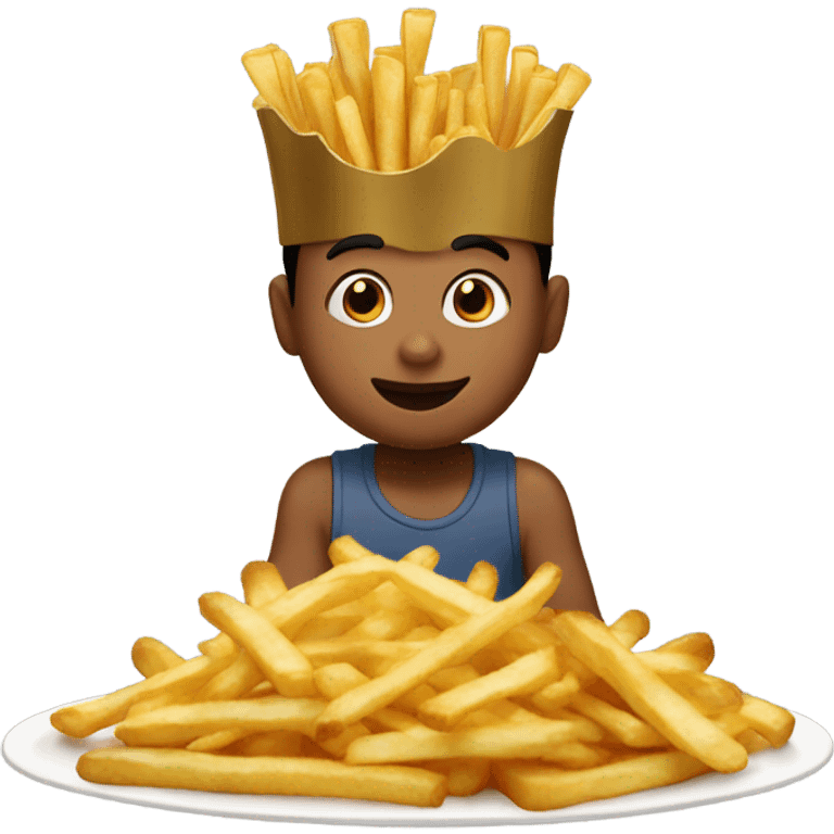 Boy on platter with fries emoji