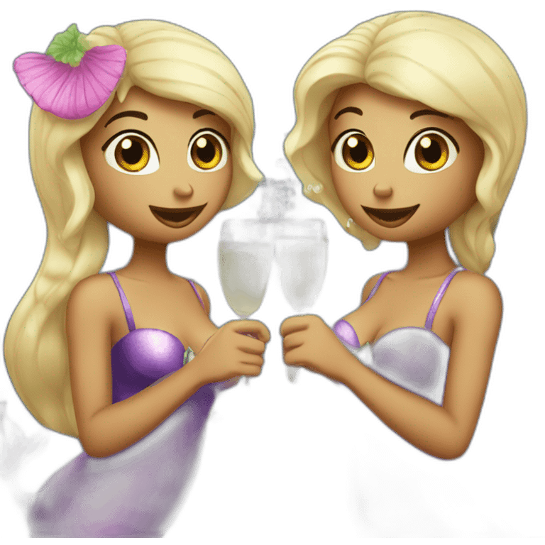 Two mermaids drinking champagne  emoji