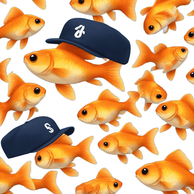 Goldfish with navy baseball hat emoji