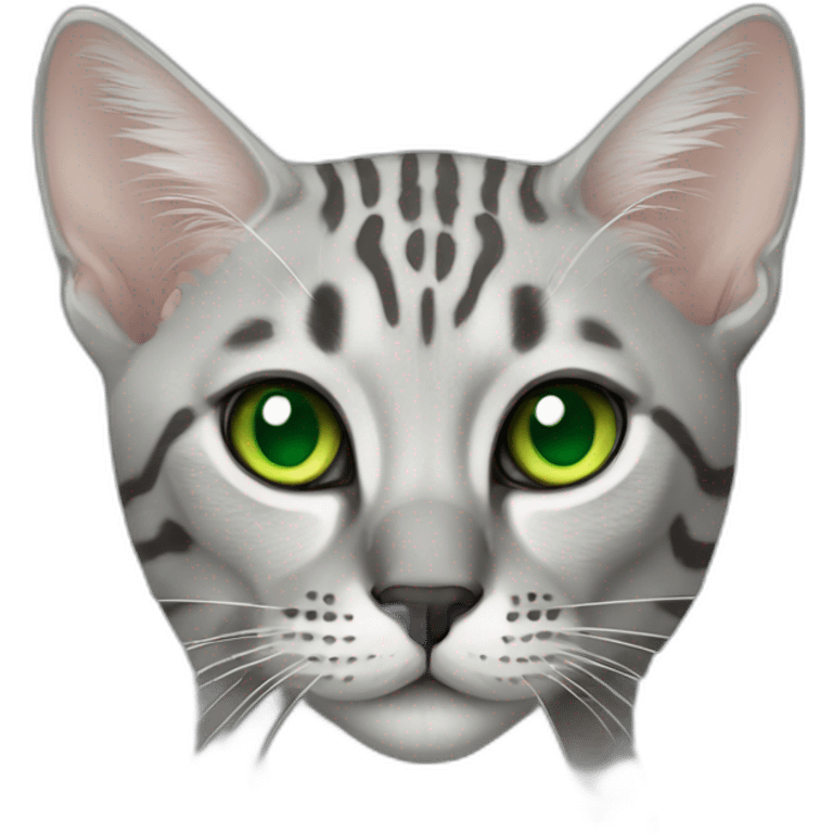 Egyptian Mau cat with green eyes emoji