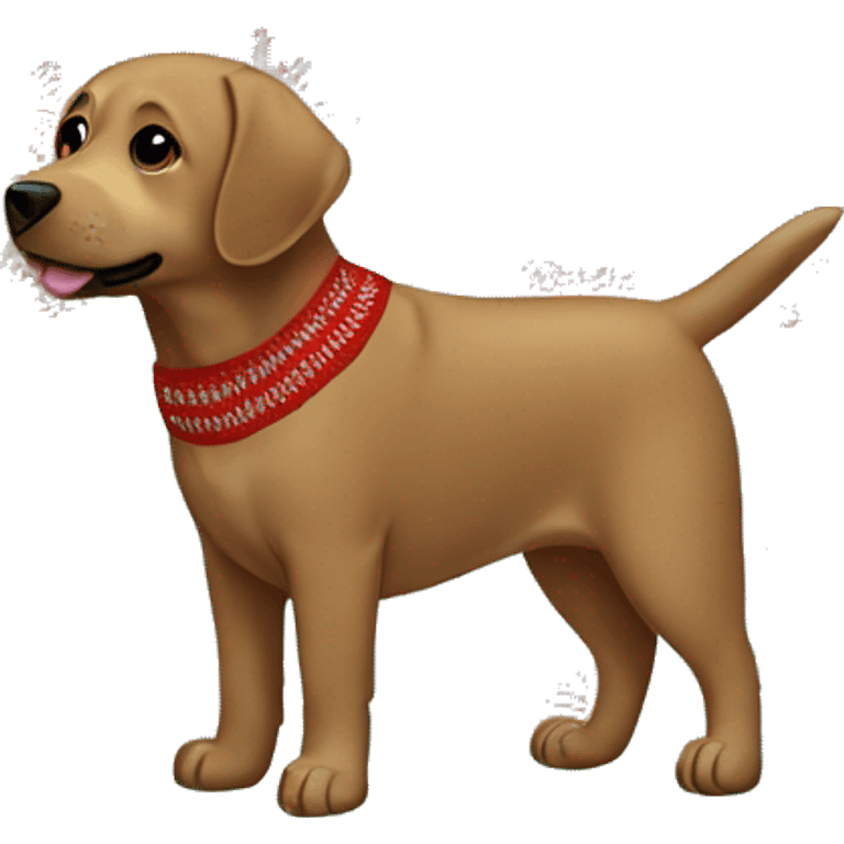 Brown Labrador wearing Christmas sweater emoji