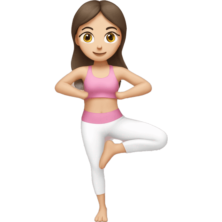 White Brunette Girl doing yoga in pink tones  emoji