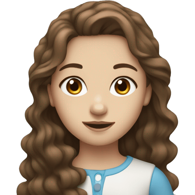 girl with wavy brown hair and blue eyes emoji