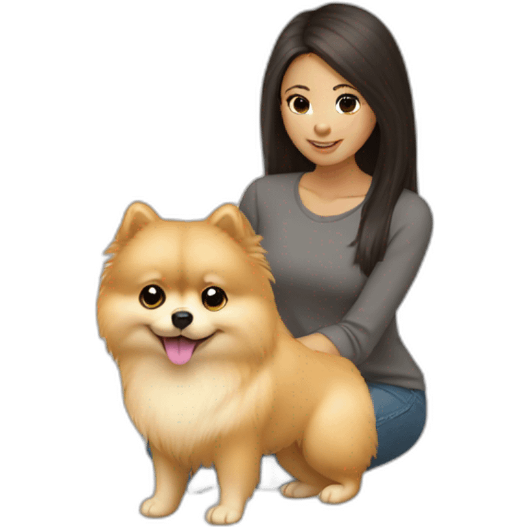 light-skinned-girl-petting-pomeranian emoji