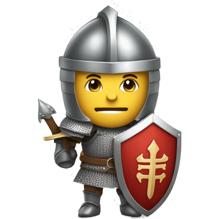 knight in armor wielding sword and shield emoji