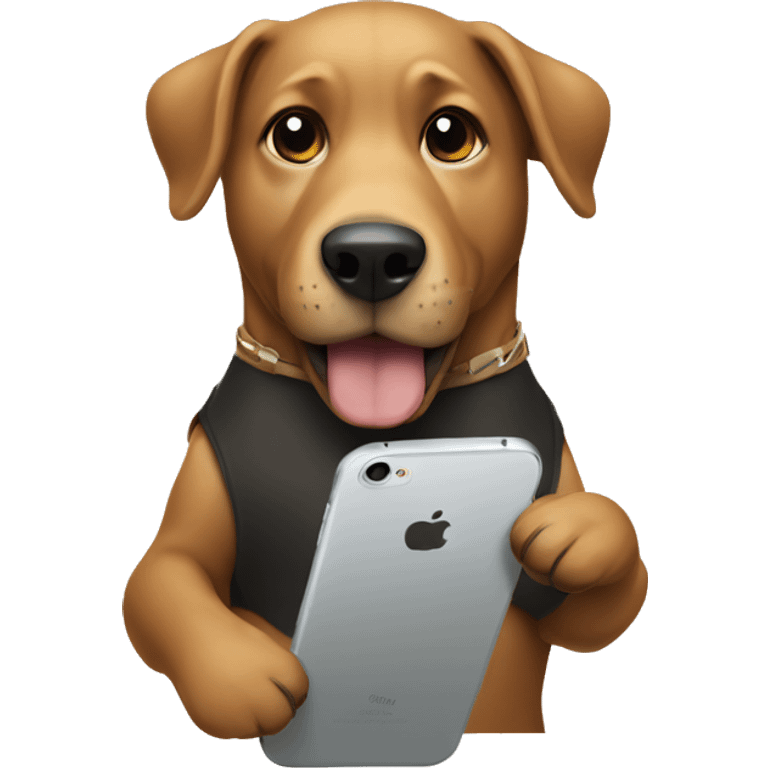 Dog holding a iPhone 16 emoji