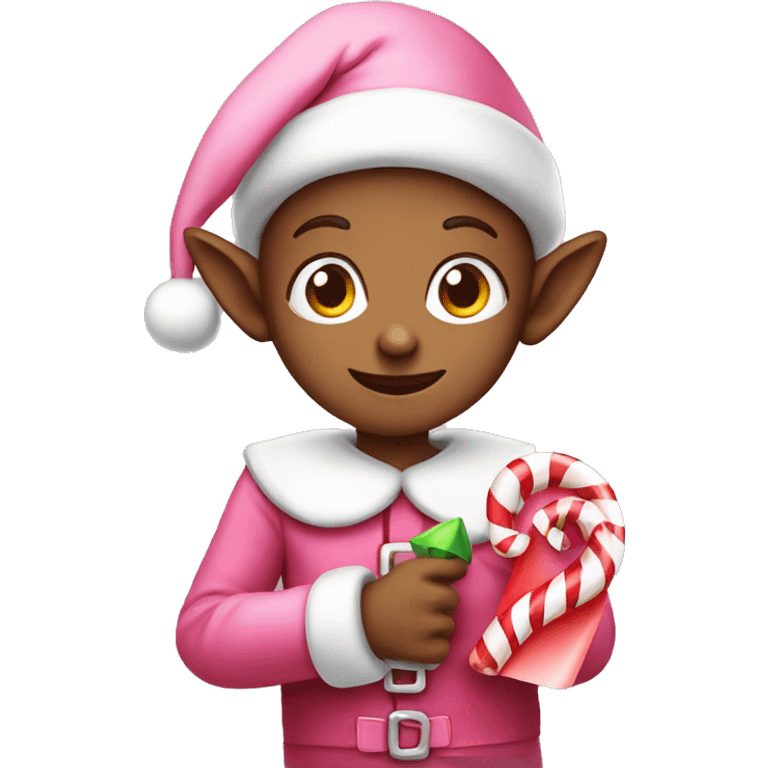 pink elf holding candy cane emoji