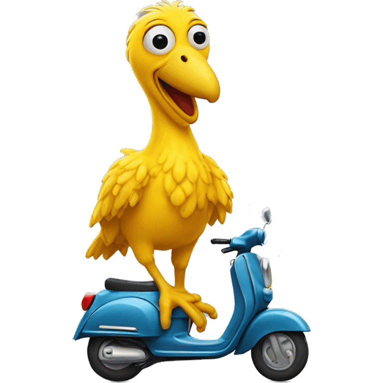 Big Bird with tentacles ride a scooter  emoji