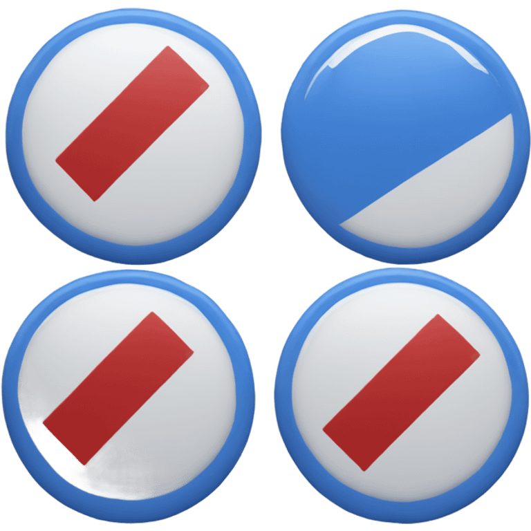 a circle with a blue top, white middle and blue bottom with a diagonal red stripe from right to left emoji