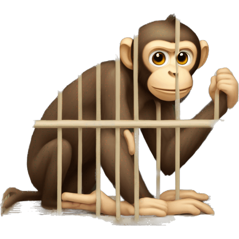 Monkey in a cage. Can't reach the banana.  4к emoji