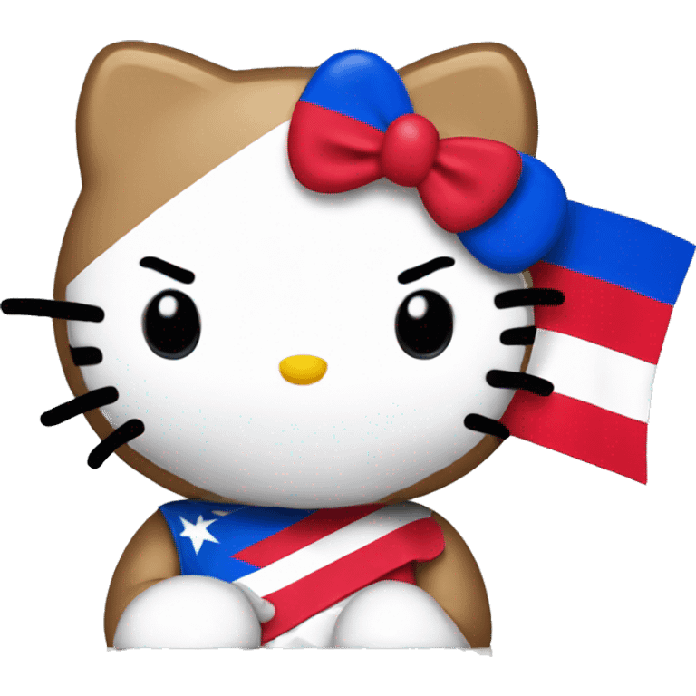 Hello kitty with a Puerto Rican flag emoji