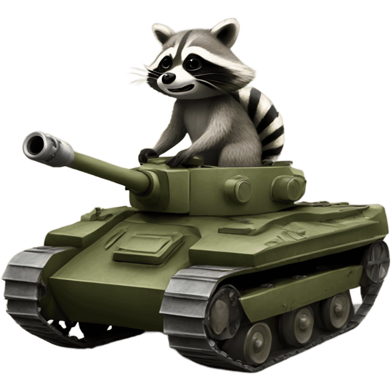 Raccoon riding a tank emoji